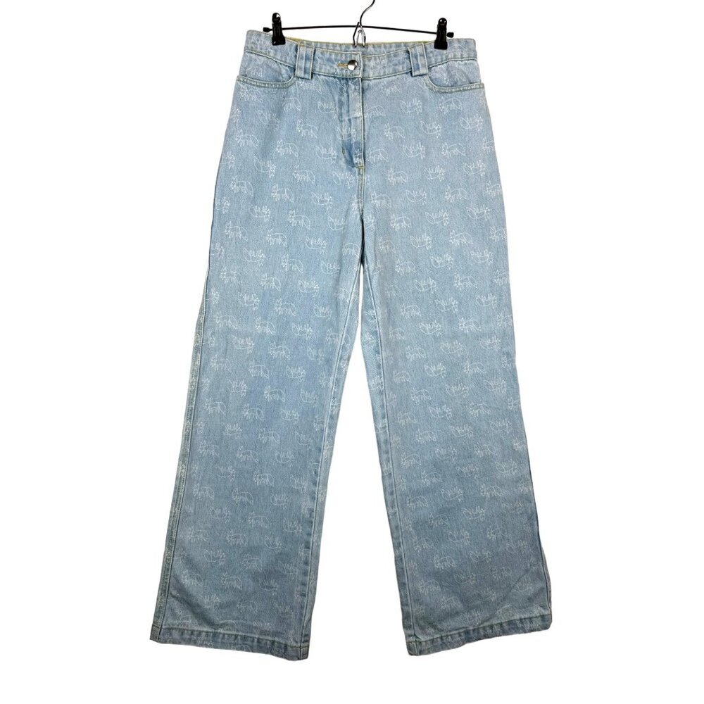 STELLA NOVA FOX PRINT CATE WIDE LEG JEANS 90s High‎ waist sz 31